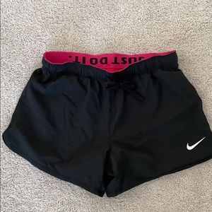 Black nike shorts with pink tights/liner